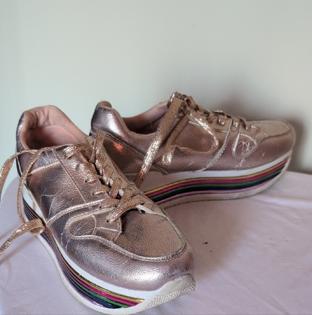 Metallic Sneakers with Rainbow Sole